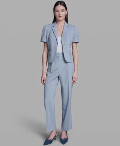 Bcbg Womens Notch Collar Jacket High Rise Wide Leg Pants In Coastal Muse Multi