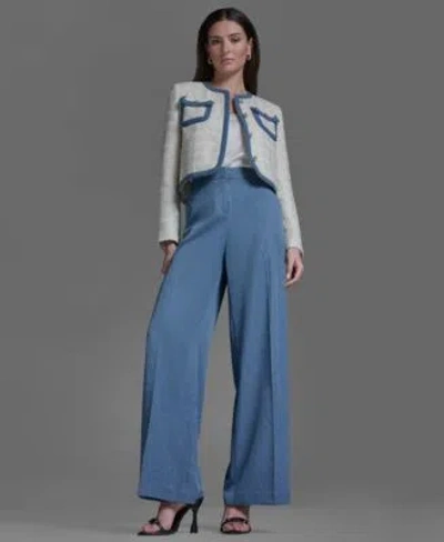 Bcbg Womens Suits Wide Leg Pants Jacket In Blue