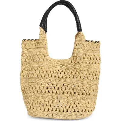 Bcbg Woven Raffia Tote Bag In Black