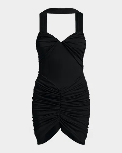 Bcbg Zoe Strapless Ruched Jersey Mini Dress In Black