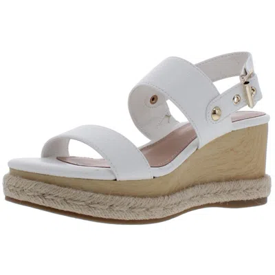 Bcbgeneration Allia Womens Faux Leather Open Toe Wedge Sandals In White