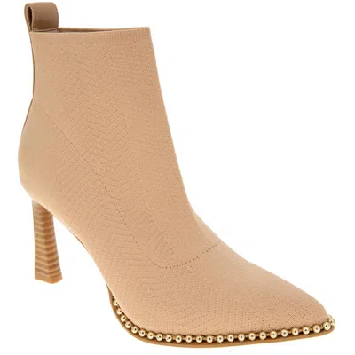 Bcbgeneration Beya Womens Embellished Knit Booties In Tan Flyknit