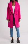 Bcbgeneration Women's Plus Size Double-breasted Boucle Walker Coat, Created For Macy's In Bright Pink