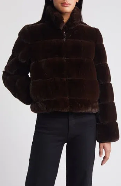 Bcbgeneration Channel Quilted Faux Fur Jacket In Brown