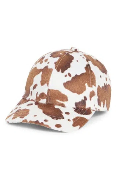 Bcbgeneration Cow-print Faux-hair Baseball Cap In Brown
