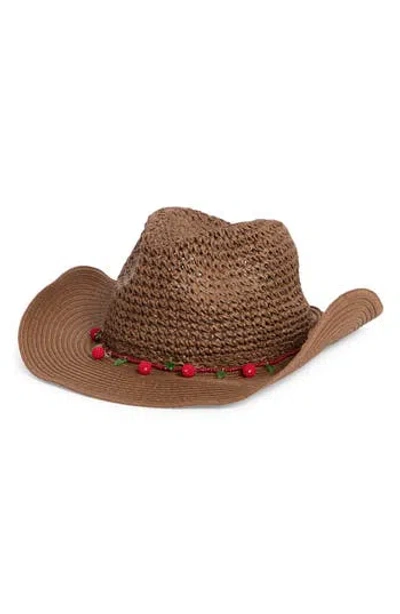 Bcbgeneration Crochet Straw Cowboy Hat With Bead Trim In Pink