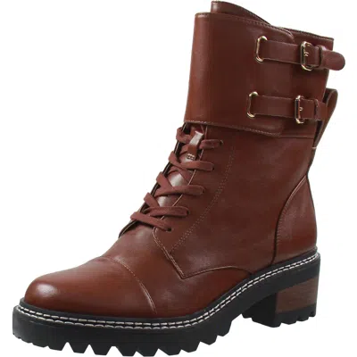 Bcbgeneration Curtis Womens Faux Leather Lugged Sole Combat & Lace-up Boots