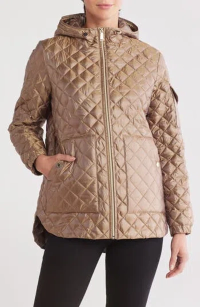 Bcbgeneration Diamond Quilted Hooded Jacket In Bronze