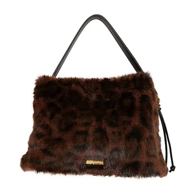 Bcbgeneration Double Compartment With Leopard Faux Fur Satchel In Brown
