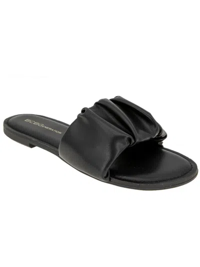 Bcbgeneration Emoree Womens Faux Leather Slouchy Slide Sandals In Black