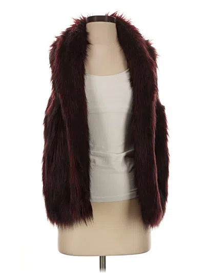 Pre-owned Bcbgeneration Faux Fur Vest In Burgundy