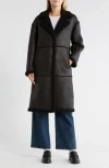Bcbgeneration Faux Shearling Lined Faux Suede Coat In Black