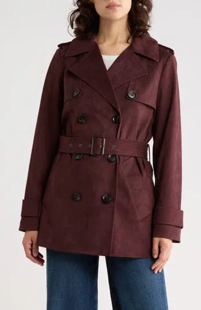 Bcbgeneration Faux Suede Trench Coat In Merlot