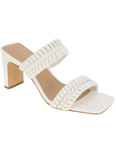 Bcbgeneration Fenda Womens Faux Leather Strappy Block Heels In White