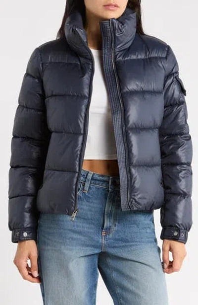 Bcbgeneration Funnel Neck Short Puffer Jacket In Blue