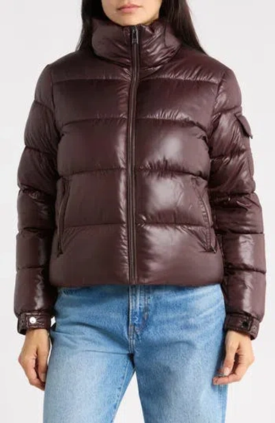 Bcbgeneration Funnel Neck Short Puffer Jacket In Brown