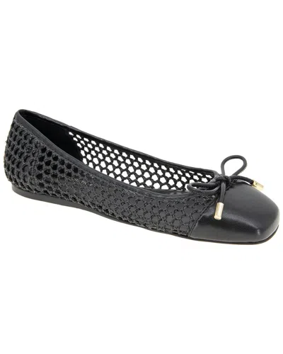 Bcbgeneration Women's Hartly Woven Raffia Square Toe Ballet Flats In Black Raffia