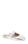 Bcbgeneration Women's Hope Square Toe Buckle Slide Flat Mules In Silver