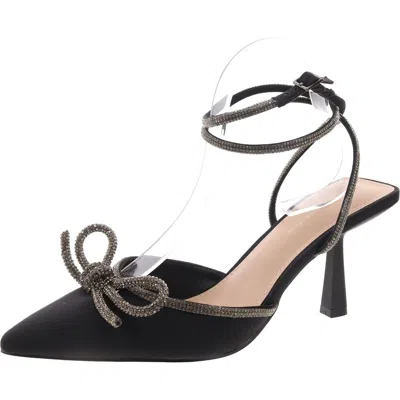 Bcbgeneration Ildy Womens Satin Rhinestone Slingback Heels In Black