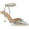 Bcbgeneration Ildy Womens Satin Rhinestone Slingback Heels In Silver