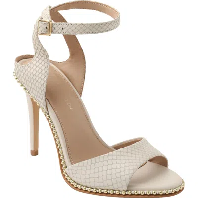 Bcbgeneration Jaxina Womens Leather Open Toe Heel Sandals In White