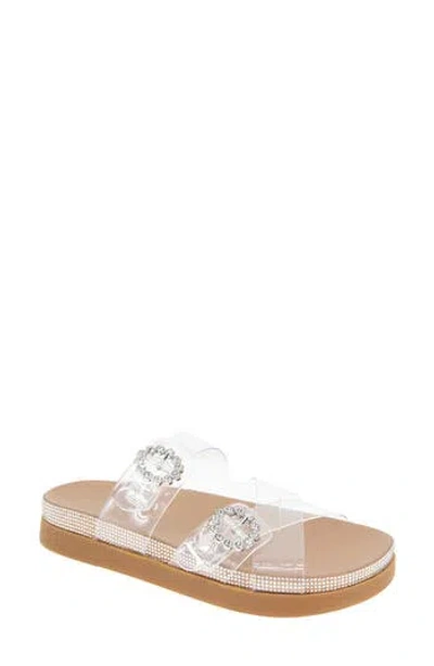 Bcbgeneration Jia Rhinestone Slide Sandal In Clear,rhinestone