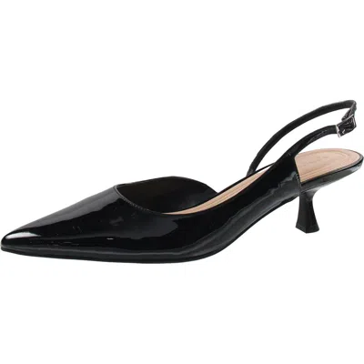 Bcbgeneration Kittie 2 Womens Faux Leather Buckle Slingback Heels In Black