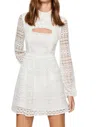 Bcbgeneration Lace Mini Dress Peak A Boo Long Sleeve Flare Dress In Ivory In Multi