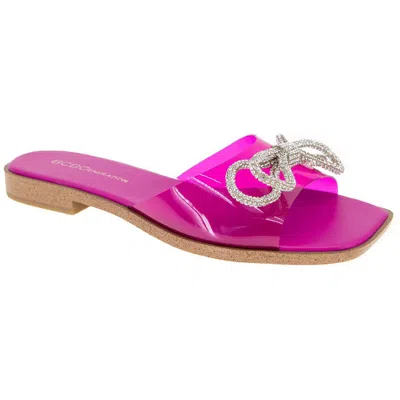 Bcbgeneration Laffi Womens Bow Man Made Slide Sandals In Viva Pink