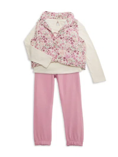 Bcbgeneration Kids'  Little Girl's 3-piece Top, Vest & Pants Set In White Multi