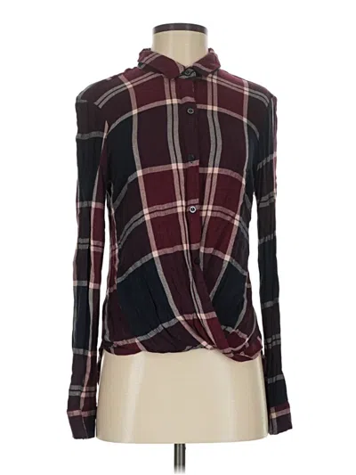Pre-owned Bcbgeneration Long Sleeve Blouse In Burgundy