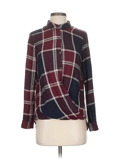 Pre-owned Bcbgeneration Long Sleeve Polo Shirt In Burgundy