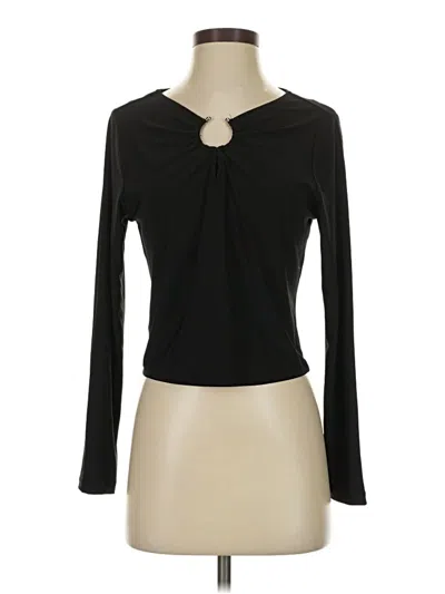 Pre-owned Bcbgeneration Long Sleeve Top Black Keyhole Neckline Tops