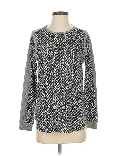 Pre-owned Bcbgeneration Long Sleeve Top Gray Chevron/herringbone Pattern Crew Neck Tops