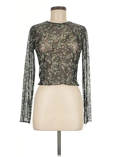 Pre-owned Bcbgeneration Long Sleeve Top Green Mock Neckline Tops