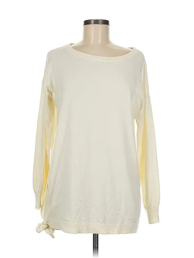 Pre-owned Bcbgeneration Long Sleeve Top Ivory Boatneck Tops In White