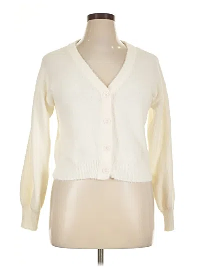 Pre-owned Bcbgeneration Long Sleeve Top Ivory Plunge Neckline Tops