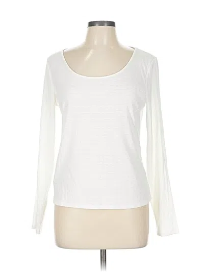 Pre-owned Bcbgeneration Long Sleeve Top Ivory Scoop Neck Tops In White
