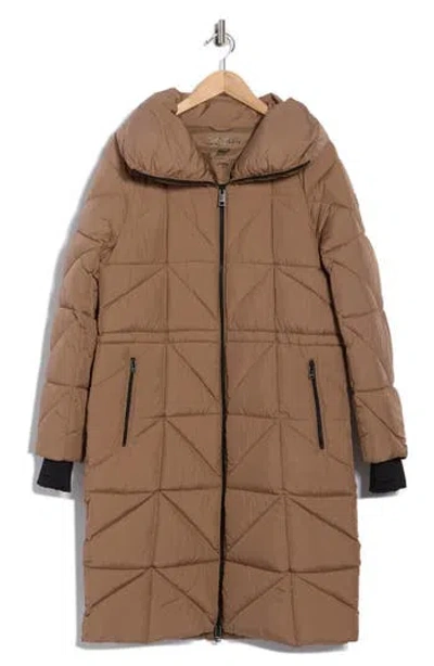 Bcbgeneration Longline Water Resistant Puffer Jacket In Brown