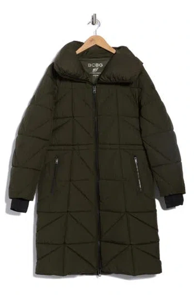 Bcbgeneration Longline Water Resistant Puffer Jacket In Green