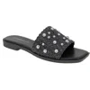 Bcbgeneration Lonnie Womens Faux Leather Woven Slide Sandals In Black Raffia