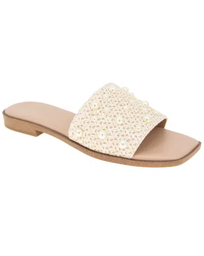 Bcbgeneration Women's Lonnie Pearl Raffia Slide Flat Sandals In Natural Raffia