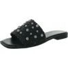 Bcbgeneration Lonnie Womens Faux Leather Woven Slide Sandals In Black