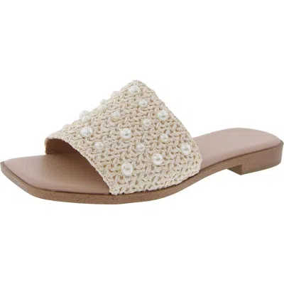 Bcbgeneration Lonnie Womens Faux Leather Woven Slide Sandals In Multi