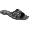 Bcbgeneration Lucca Womens Studded Faux Leather Slide Sandals In Black