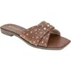Bcbgeneration Women's Lucca Studded Slide Flat Sandals In Camel