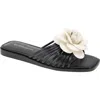 Bcbgeneration Women's Masha Flower Slip-on Flat Sandals In Black,bianca