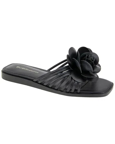 Bcbgeneration Women's Masha Flower Slip-on Flat Sandals In Black
