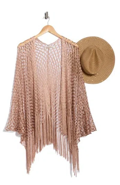 Bcbgeneration Mesh Topper & Hat Set In Brown