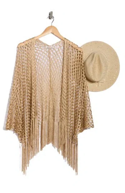 Bcbgeneration Mesh Topper & Hat Set In Metallic